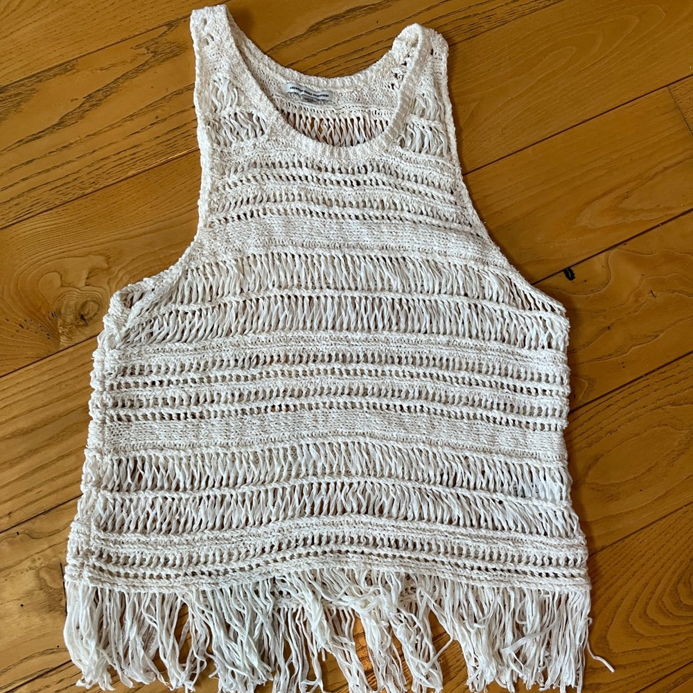 American Eagle - crochet fringe tank
